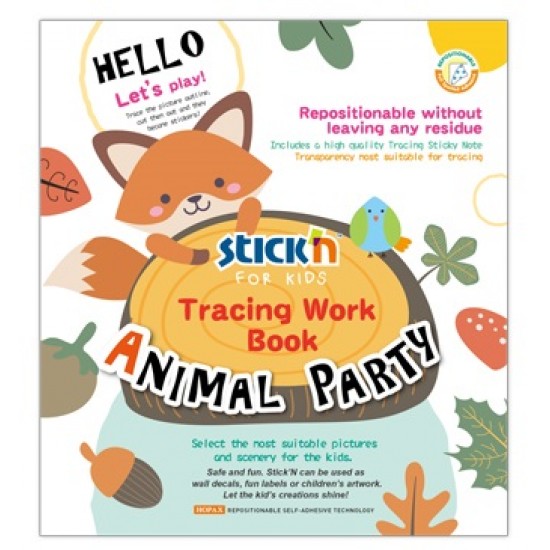 Carte Educativa Stick"n Tracing Work Book - Animal Party