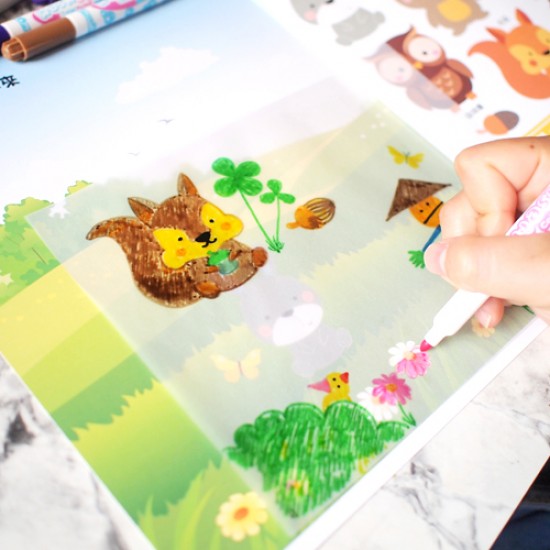 Carte Educativa Stick"n Tracing Work Book - Animal Party