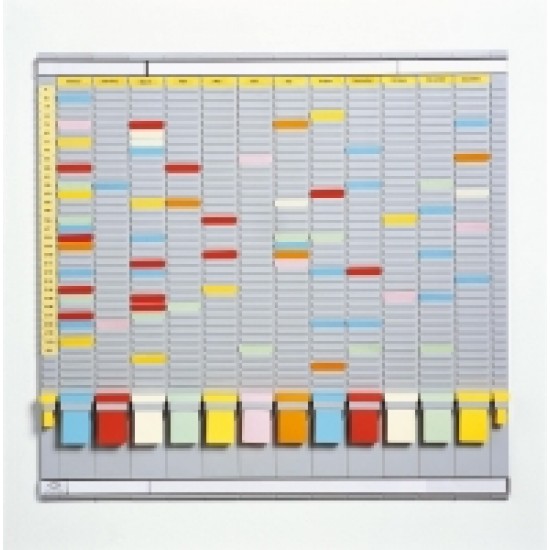 Planner Anual Cu T-cards, Cu 35 De Slot-uri, Complet, Jalema - Gri Deschis