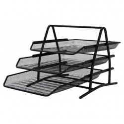 Set 3 Tavite Metalice Mesh, Suprapozabile, Q-connect - Negru Set 3 Tavite Metalice Mesh, Suprapozabile, Q-connect - Negru