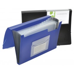 Mapa Cu Burduf A4, 13 Compartimente, Separatoare Color, Inchidere Cu Elastic, Q-connect - Albastru