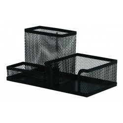 Organizer Metalic Mesh, De Birou, 3 Compartimente, Q-connect - Negru