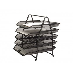 Set 5 Tavite Metalice Mesh, Suprapozabile, Q-connect - Negru Set 5 Tavite Metalice Mesh, Suprapozabile, Q-connect - Negru
