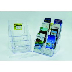 Display Plastic Pentru Brosuri, De Birou/perete, 4 X A4-portrait, Kejea - Transparent
