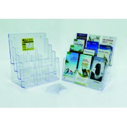 Display Plastic Pentru Brosuri, De Birou/perete, 4 X A4-landscape, Kejea - Transparent