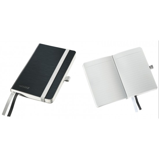Caiet De Birou A6, Leitz Style, Coperti Flexibile - Negru Satin, Hartie Crem - Dictando