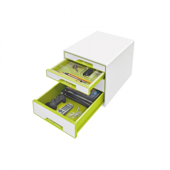 Cabinet Cu Sertare Leitz Wow, 4 Sertare - Alb/verde