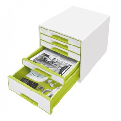 Cabinet Cu Sertare Leitz Wow, 5 Sertare - Alb/verde
