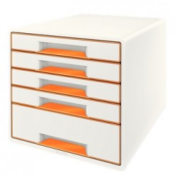 Cabinet Cu Sertare Leitz Wow, 5 Sertare - Alb/portocaliu