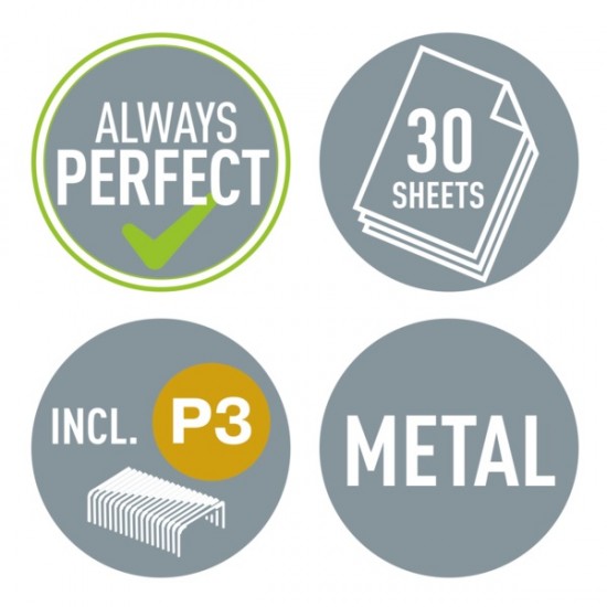 Capsator Metalic Leitz 5502 Nexxt Series, 30 Coli, 200 Capse P3 Incluse, Negru