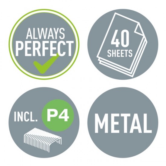 Capsator Metalic Leitz 5522 Nexxt Series, 40 Coli, 200 Capse P4 Incluse, Negru