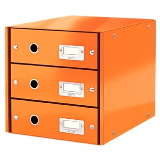 Suport Cu 3 Sertare, Din Carton Laminat, Leitz Click & Store - Portocaliu