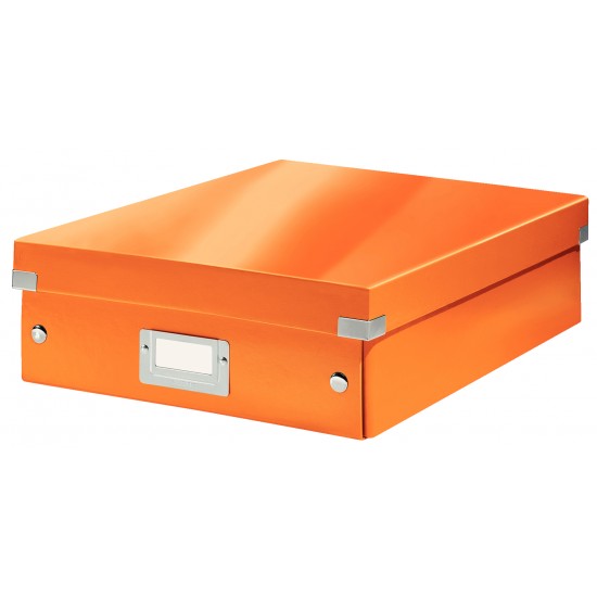Cutie Depozitare Leitz Wow Click & Store Organizer, Carton Laminat, Medie, Portocaliu