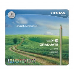Creioane Colorate Lyra Graduate Graphite, 24 Culori/cutie Metalica