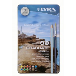 Creioane Colorate Lyra Graduate Aquarell, 12 Culori+pensula/cutie Metalica Creioane Colorate Lyra Graduate Aquarell, 12 Culori+pensula/cutie Metalica