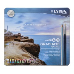 Creioane Colorate Lyra Graduate Aquarell, 24 Culori+pensula/cutie Metalica Creioane Colorate Lyra Graduate Aquarell, 24 Culori+pensula/cutie Metalica