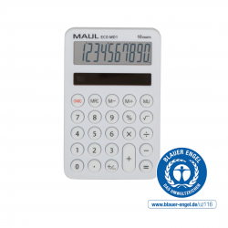 Calculator De Buzunar Maul Eco Md1, 10 Digits, Realizat Din Plastic Reciclat, Incarcare Solara- Alb Calculator De Buzunar Maul Eco Md1, 10 Digits, Realizat Din Plastic Reciclat, Incarcare Solara- Alb