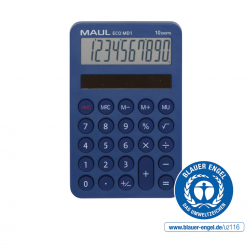 Calculator De Buzunar Maul Eco Md1, 10 Digits, Realizat Din Plastic Reciclat, Incarcare Solara-bleu Calculator De Buzunar Maul Eco Md1, 10 Digits, Realizat Din Plastic Reciclat, Incarcare Solara-bleu