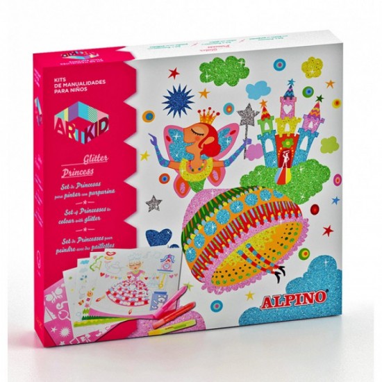 Cutie Cu Articole Creative Pentru Copii, Alpino Artkid Glitter Princess