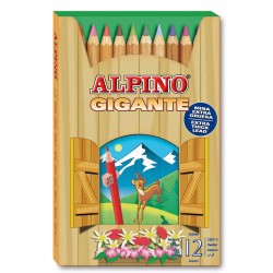Creioane Colorate, Cutie Carton, 12 Culori/set, Alpino Giant