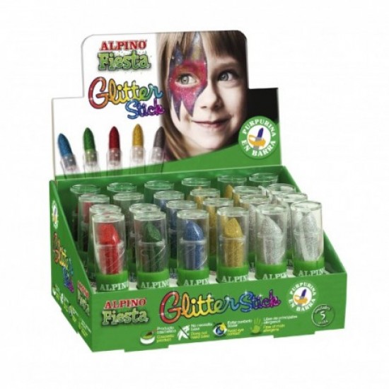 Display 5 Culori Machiaj, 24 Buc/display, Alpino Glitter Sticks