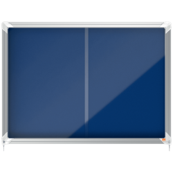 Avizier Nobo Premium Plus, Interior, Material Textil, 8x A4, Geam Glisant Si Cheie, Albastru