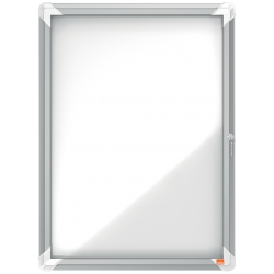 Avizier Nobo Premium Plus, Exterior, Otel Emailat, 4x A4, Cu Usa Si Cheie, Magnetic, Alb