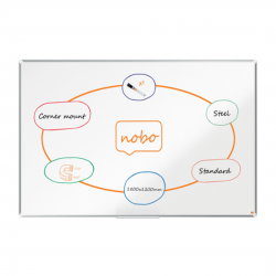 Tabla Nobo Premium Plus, Otel Lacuit, 180x120 Cm, Magnetica, Include Marker Si Tavita, Alb
