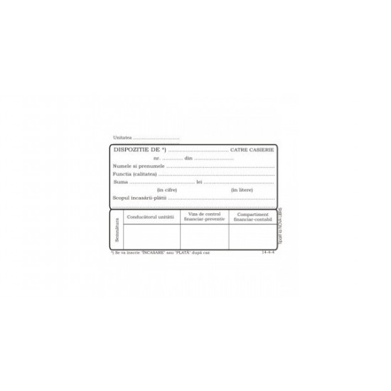 Dispozitie Plata Casierie, Format A6, 100 Coli/carnet