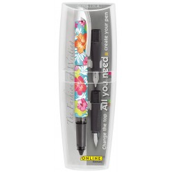 Set (roller+penita Stilou M+penita Stilou Caligrafic 1,4mm) Online Campus All You Need - Tropical Fl