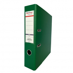 Biblioraft A4, Plastifiat Pvc/paper, Margine Metalica, 50 Mm, Optima Budget - Verde