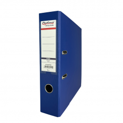 Biblioraft A4, Plastifiat Pvc/paper, Margine Metalica, 75 Mm, Optima Budget - Albastru