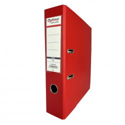 Biblioraft A4, Plastifiat Pvc/paper, Margine Metalica, 75 Mm, Optima Budget - Rosu