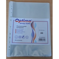 Folie Protectie Pentru Documente A4, 40 Microni, 200/set, Optima - Transparent