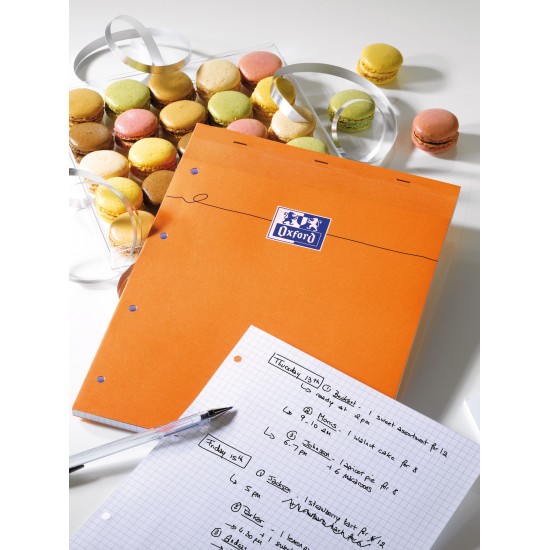 Blocnotes A4+, Oxford Orange, 80 File Albe - 80g/mp, Scribzee, 4 Perf, Coperta Carton - Mate