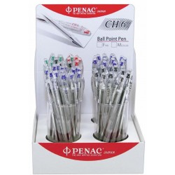 Display 60 Pixuri Transparente Penac Ch6 - Asortate (6 X Rosu, 6 X Verde, 18 X Negru, 30 X Albastru)