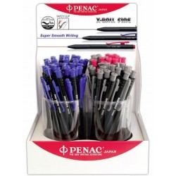 Display 72 Pixuri Penac X Ball - Asortate (12 X Rosu, 24 X Negru, 36 X Albastru)
