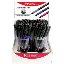 Display 72 Pixuri Penac Stick Ball - Asortate (12 X Rosu, 24 X Negru, 36 X Albastru)