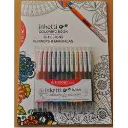 Set 12 Pixuri Cu Gel Penac Inketti, Culori Asortate + Carte De Colorat Set 12 Pixuri Cu Gel Penac Inketti, Culori Asortate + Carte De Colorat