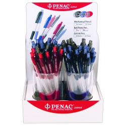 Display 48 Creioane Mecanice 0,5mm, Penac Cch-3 - Asortate (6 X Rosu, 18 X Negru, 24 X Albastru)