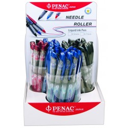 Display 48 Rollere Cu Cerneala, 0,7mm, Penac Liqroller Ball Point - (6xrosu, 18xnegru, 24xalbastru)