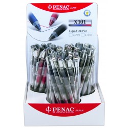 Display 48 Rollere Cu Cerneala, 0,5 Mm, Penac X101 Metal - Asortate (6xrosu, 18xnegru, 24xalbastru)
