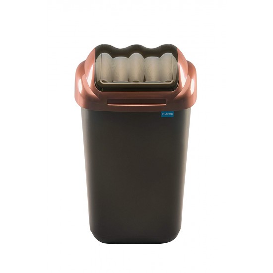 Cos Plastic Cu Capac Batant, Pentru Reciclare Selectiva, Capacitate 50l, Plafor Fala - Negru Auriu