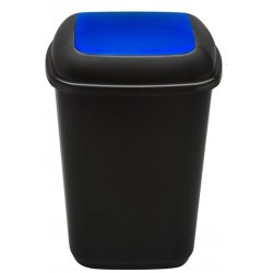 Cos Plastic Reciclare Selectiva, Capacitate 28l, Plafor Quatro - Negru Cu Capac Albastru - Hartie
