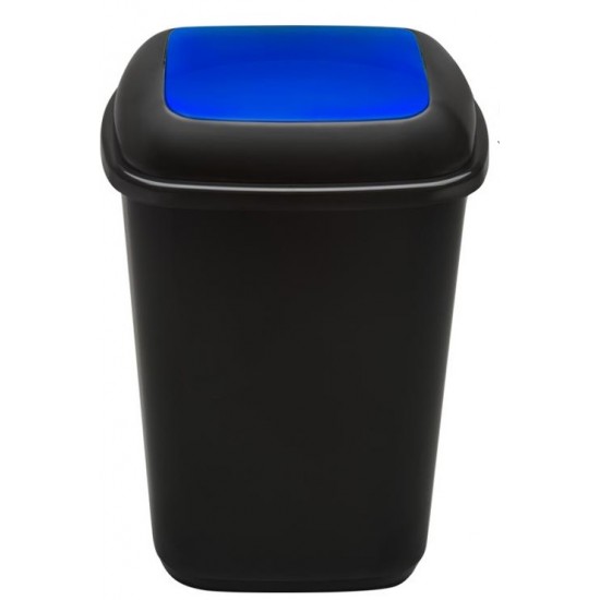 Cos Plastic Reciclare Selectiva, Capacitate 28l, Plafor Quatro - Negru Cu Capac Albastru - Hartie