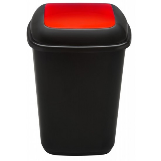 Cos Plastic Reciclare Selectiva, Capacitate 45l, Plafor Quatro - Negru Cu Capac Rosu - Metal
