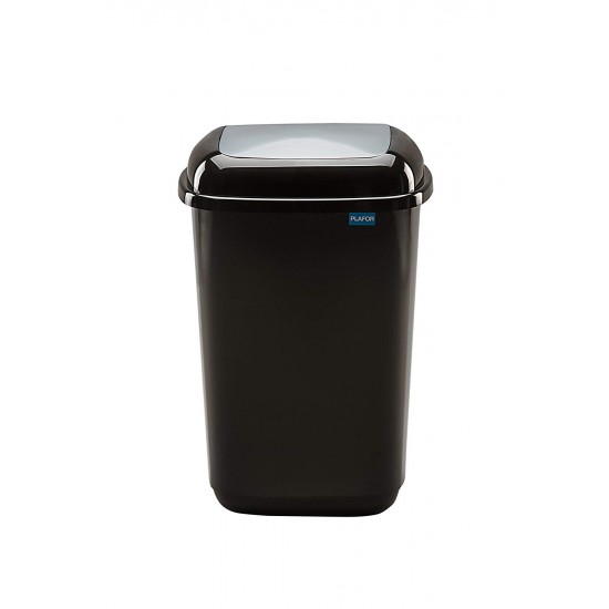 Cos Plastic Reciclare Selectiva, Capacitate 45l, Plafor Quatro - Negru Cu Capac Gri - Altele