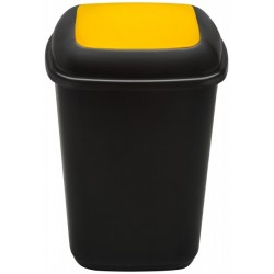 Cos Plastic Reciclare Selectiva, Capacitate 90l, Plafor Quatro - Negru Cu Capac Galben - Plastic