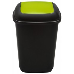 Cos Plastic Reciclare Selectiva, Capacitate 90l, Plafor Quatro - Negru Cu Capac Verde - Sticla