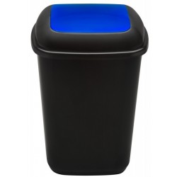 Cos Plastic Reciclare Selectiva, Capacitate 90l, Plafor Quatro - Negru Cu Capac Albastru - Hartie
